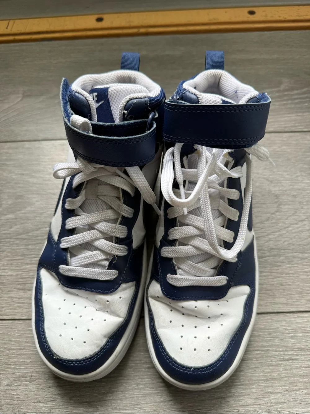 Nike Kids Navy & White High-Top Sneakers with Strap